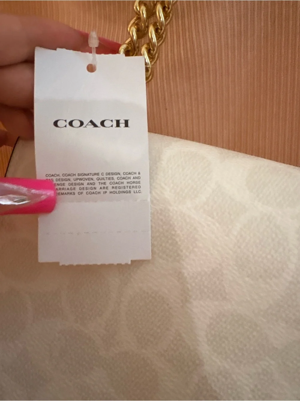 Coach Chalk Signature Flap Shoulder Bag with Gold Hardware